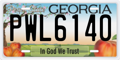 GA license plate PWL6140