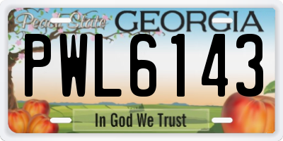 GA license plate PWL6143