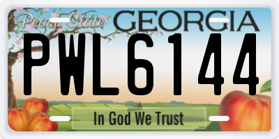 GA license plate PWL6144