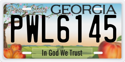 GA license plate PWL6145