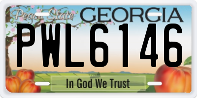 GA license plate PWL6146