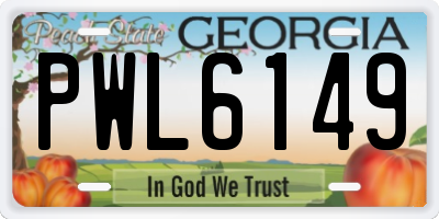 GA license plate PWL6149