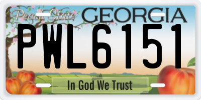 GA license plate PWL6151