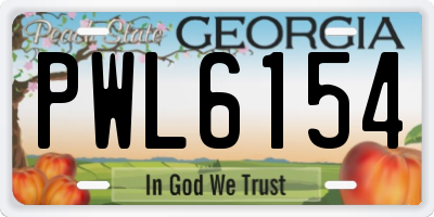 GA license plate PWL6154