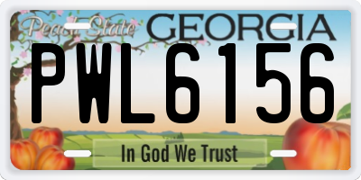 GA license plate PWL6156