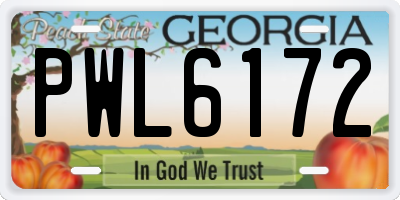 GA license plate PWL6172