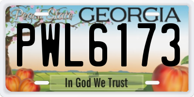 GA license plate PWL6173