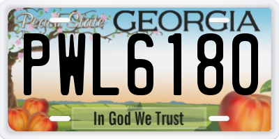 GA license plate PWL6180