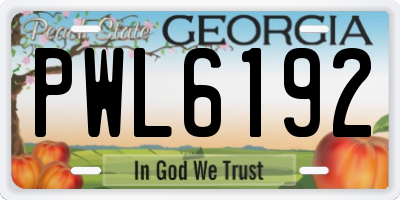 GA license plate PWL6192