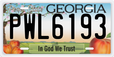 GA license plate PWL6193