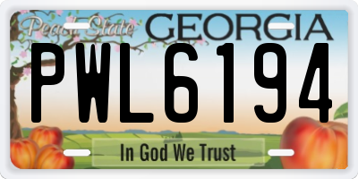 GA license plate PWL6194