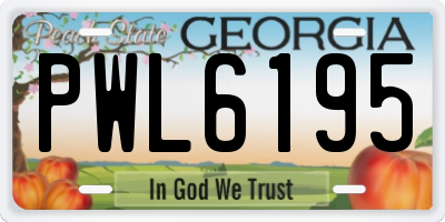 GA license plate PWL6195