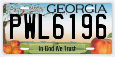 GA license plate PWL6196