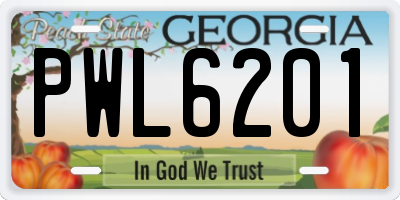 GA license plate PWL6201