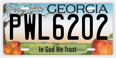 GA license plate PWL6202
