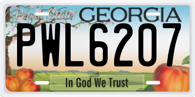 GA license plate PWL6207