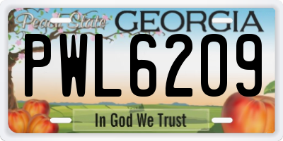 GA license plate PWL6209