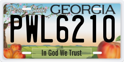 GA license plate PWL6210