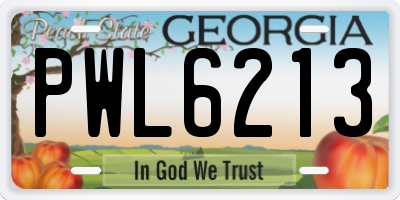 GA license plate PWL6213