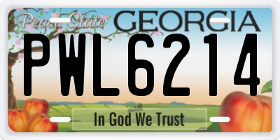GA license plate PWL6214