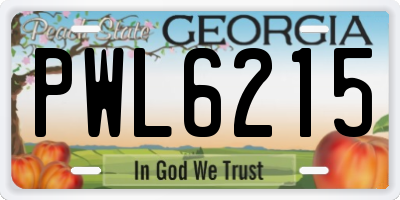 GA license plate PWL6215