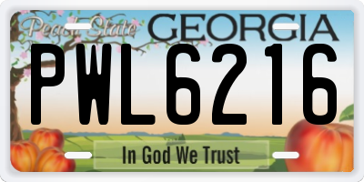GA license plate PWL6216