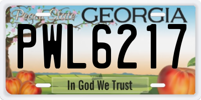GA license plate PWL6217