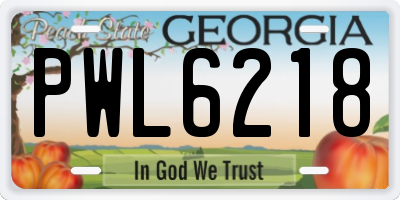 GA license plate PWL6218