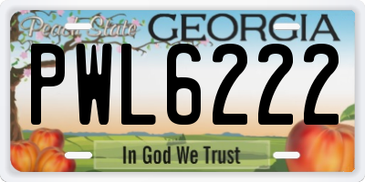 GA license plate PWL6222