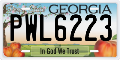 GA license plate PWL6223
