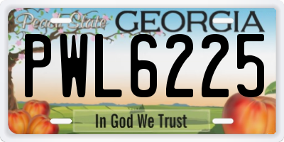 GA license plate PWL6225