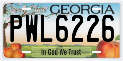 GA license plate PWL6226