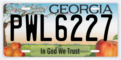 GA license plate PWL6227