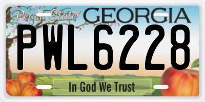 GA license plate PWL6228