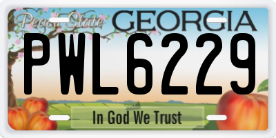 GA license plate PWL6229