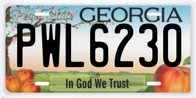 GA license plate PWL6230