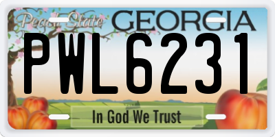 GA license plate PWL6231