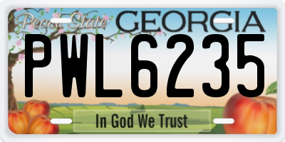 GA license plate PWL6235