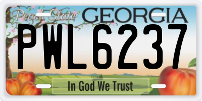 GA license plate PWL6237