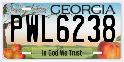 GA license plate PWL6238