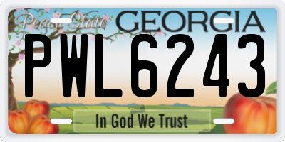 GA license plate PWL6243