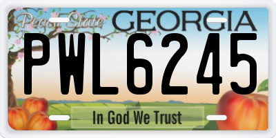GA license plate PWL6245