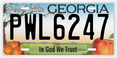 GA license plate PWL6247