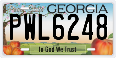 GA license plate PWL6248