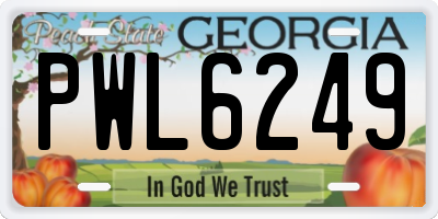 GA license plate PWL6249