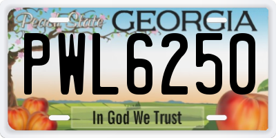 GA license plate PWL6250