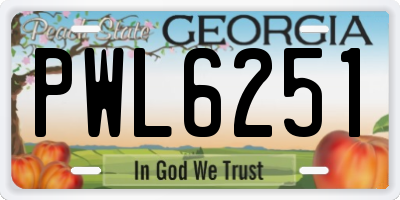 GA license plate PWL6251
