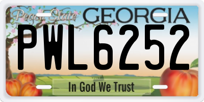 GA license plate PWL6252