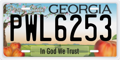 GA license plate PWL6253
