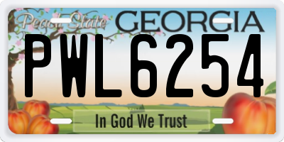GA license plate PWL6254